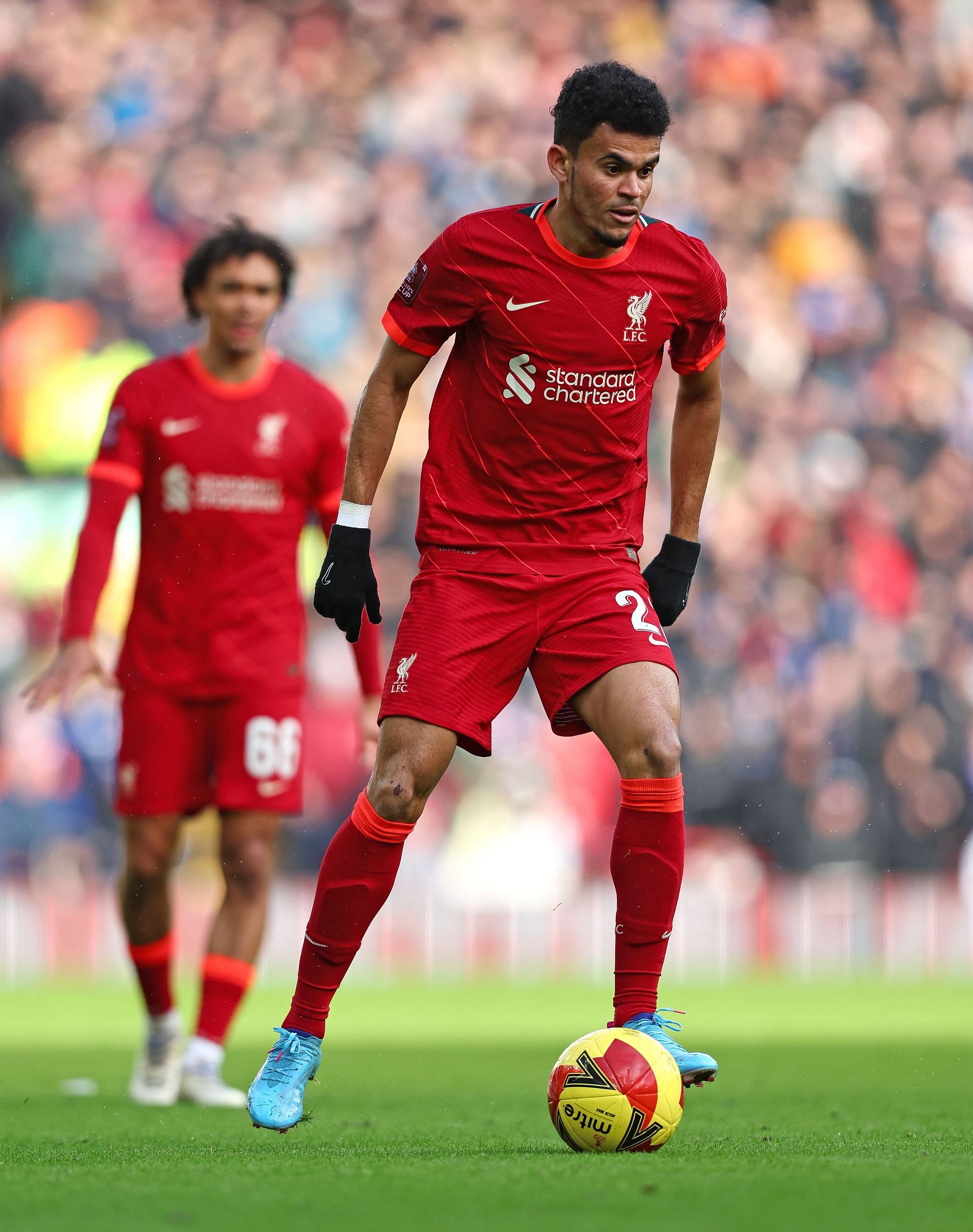Luis Diaz in action for Liverpool against Cardiff City.